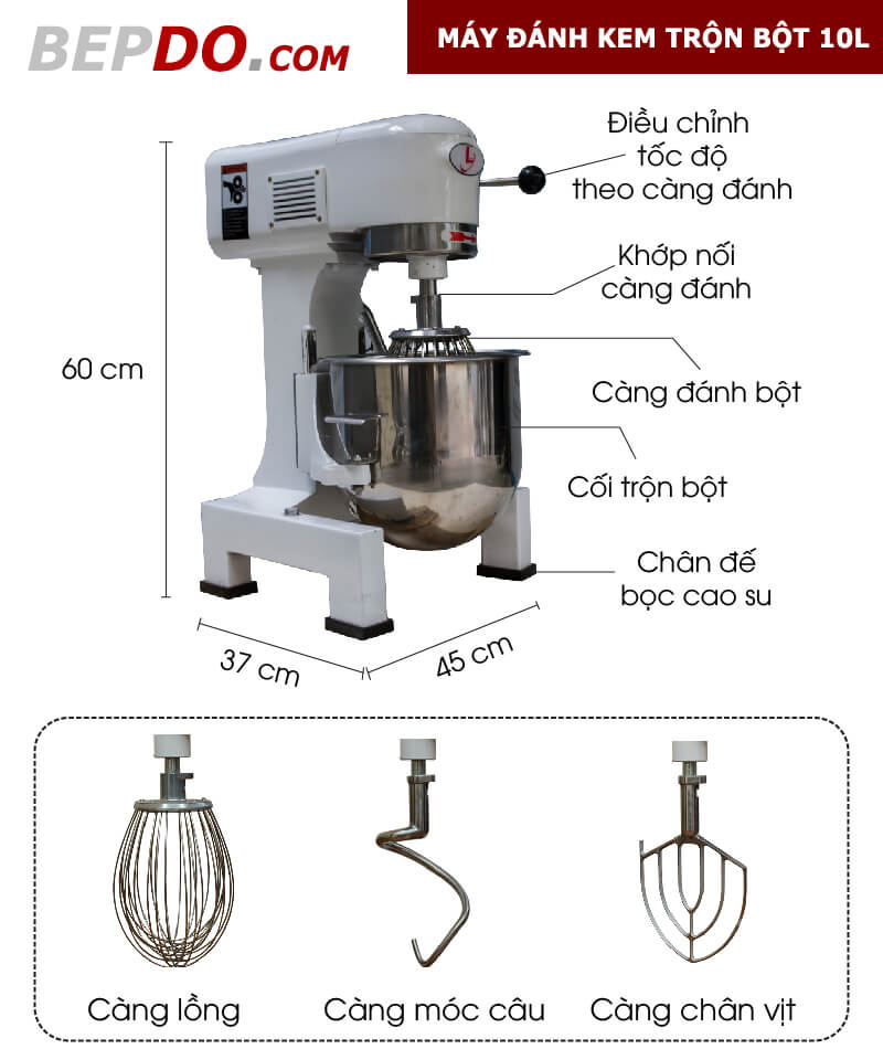 chi tiết máy đánh kem trộn bột 10 lít