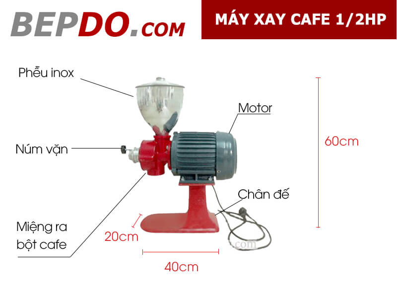 chi tiết thiết kế máy xay cafe 1/2 hp