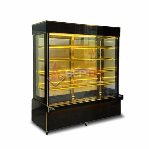 Tủ bánh kem 5 tầng kính vuông 1m5 dàn lạnh trên GB-350-4L.5T
