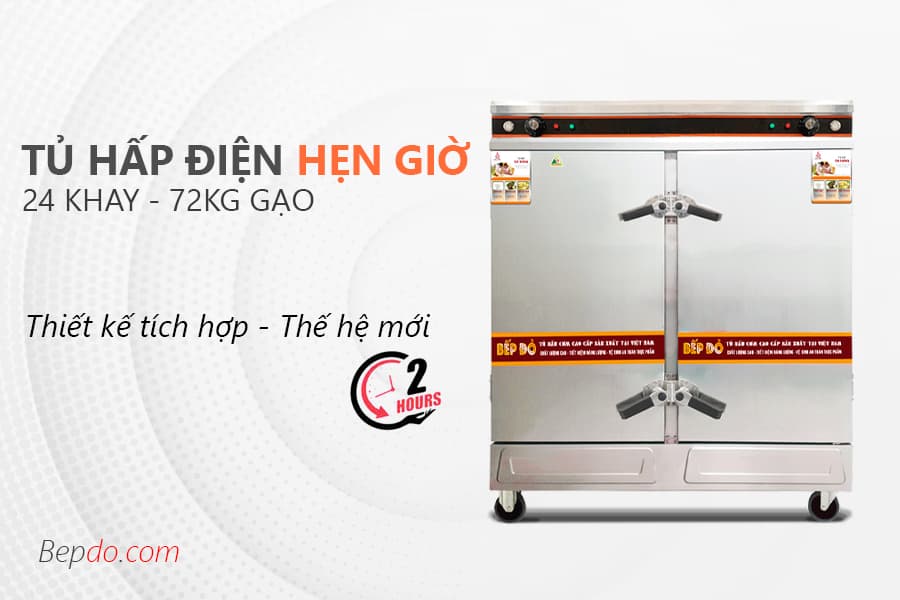 tủ hấp cơm điện tích hợp hẹn giờ 24 khay công nghiệp Bếp Đỏ