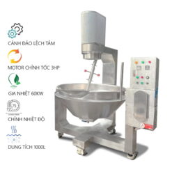 Chảo xào nhân công nghiệp 1000L Điện - Đảo lệch tâm